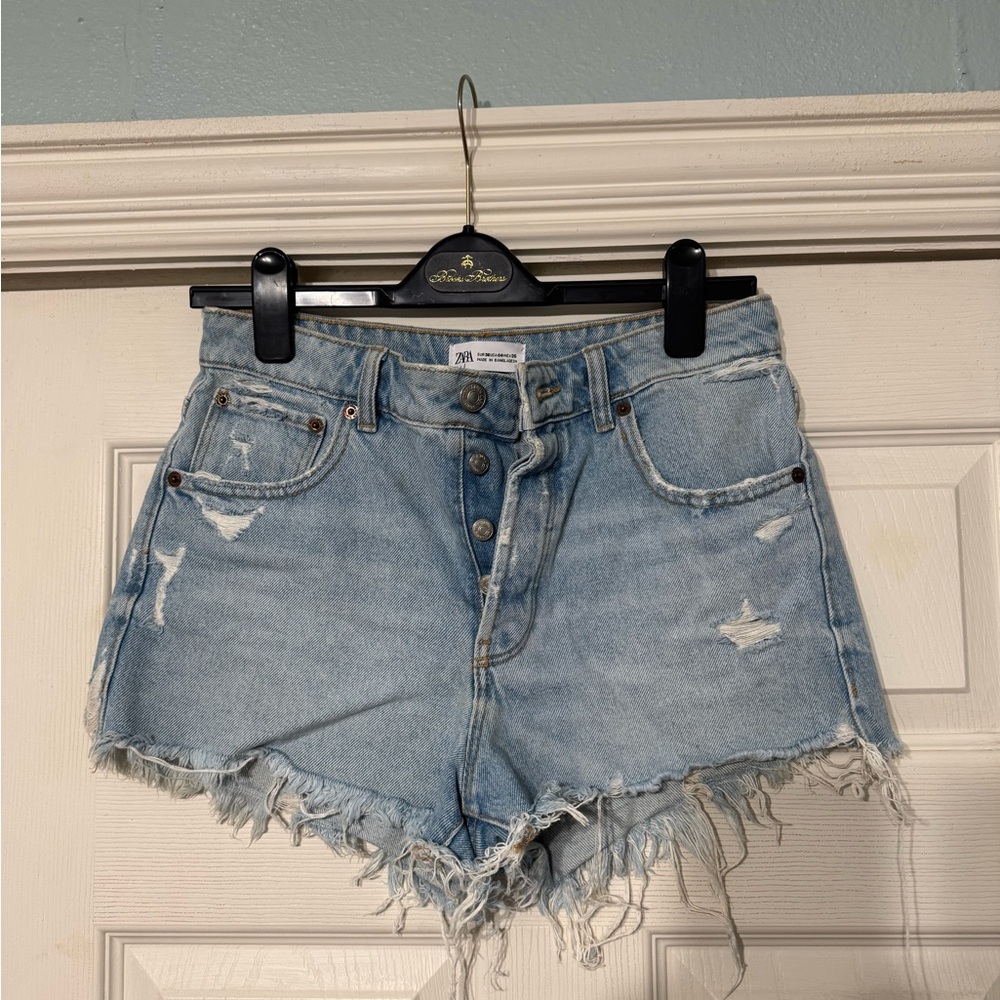 Zara Distressed Denim Shorts